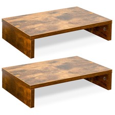 Monitor Stand Riser-2 Pack, Rustic Brown Wood Adjustable Dual Monitor Riser picture