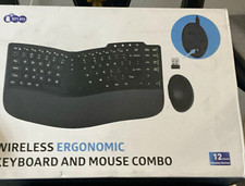iClever Ergonomic Wireless Keyboard & Mouse Combo USB Receiver Black 1600 DPI picture