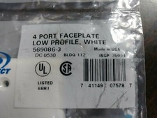 AMP NETCONNECT 569086-3 FACEPLATE 4 PORT LOW PROFILE WHITE NEW IN PACK LOT OF 3 picture