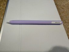 Apple Pencil Pro White Bluetooth Magnetic Charging w/ Purple Silicone Sleeve picture