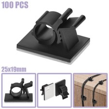 100 Pcs Cable Clips Self-Adhesive Cord Wire Holder Organizer Round Type 25x19mm picture