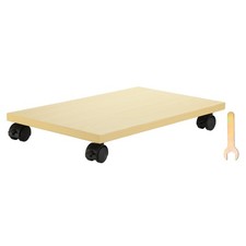 9x16in PC Stand, Computer Tower Stand Wood CPU Holder Mobile Cart, Beige picture