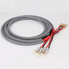 Pair 4N OFC HiFi Audio LoudSpeaker Cable and HiFI Banana plug for Amp DVD player picture