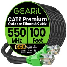 GEARit Cat6 Ethernet Cable 100ft, Direct Burial Outdoor Cat 6 100 Feet, Black  picture