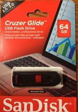 SanDisk - Cruzer Glide 64GB USB 2.0 Flash Drive - Black Factory Sealed picture