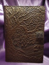 Brown Oberon Design Tree of Life Hand Made Leather Tablet Cover picture