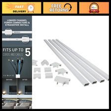 10ft Cord Cover Kit - Wall Cable Organizer, Holds 5 Cords, White, 11 Pieces picture