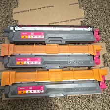 Brother TN-221M Magenta Laser Toner Cartridge Genuine/Original Lot of 3 picture