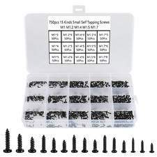 750pcs Black Tiny Screws for Electronics, M1, M1.2, M1.4, M1.5, M1.7 Very Small picture