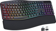 Wireless Ergonomic Keyboard, Backlit Keyboard Silent with 15 RGB Lighting Effect picture