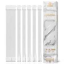 Power Supply Sleeved Cable, 16 AWG PSU Extension Cable Kit of White Connector... picture