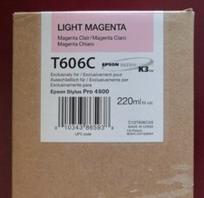 12-2018 GENUINE EPSON T606C LIGHT MAGENTA 220ml K3 INK STYLUS PRO 4800 picture
