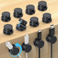 12 Pack Cable Management Holder Magnetic 360° Rotatable Cable Clips Self-Adhesiv picture