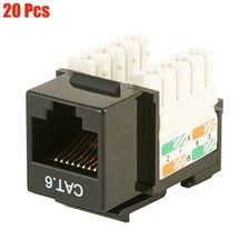 20 Pcs Cat6 RJ45 Network LAN Ethernet Keystone Jack 100 Punch Down Snap-in Black picture