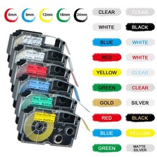 Casio EZ Label Tape 6/9/12/18/24mm XR-12WE XR-9WE For KL-60 100 120 750 8200 picture