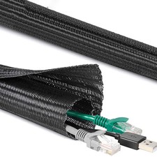 3m Black PET Braid Sleeving 19mm Wire Cable Protection Expandable Tube Organizer picture