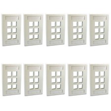 Leviton 42080-6WS White 1-Gang 6-Port Quickport Data Wallplate Covers 10-pack picture