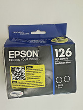 Genuine Epson 126 High Yield Ink Cartridges 2 Black T1261_T126120-D2 (04/2029) picture