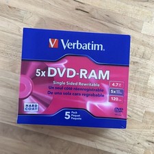 Verbatim DVD-RAM 4.7gb 5x Speed - 5 disc Pack - New Sealed Hard Coat picture