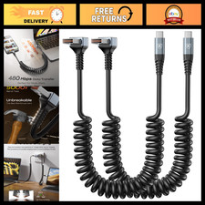 Coiled 3ft USB A to USB C Cable - 90 Degree Connector, 2-Pack for Car & Travel picture