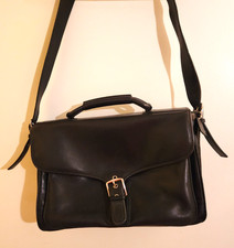 Coach KO43-5238 Vintage Black Leather Crossbody/Briefcase Style Bag WITH Strap picture