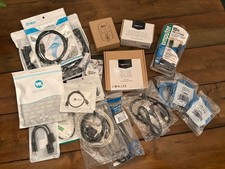 Lot of computer, video cables, converters and PC Mice HDMI USB ETHERNET DB9 TTL picture