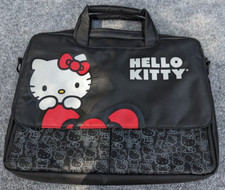 Hello Kitty 2012 Black Laptop Computer Bag 15”  Red Bow Shoulder Strap Sanrio picture