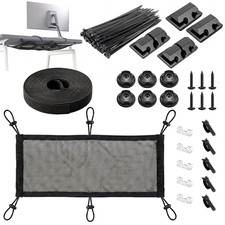Turonic DM2 Cable Management Kit, Under-Desk Net + Cable Organizers, No-Drill picture