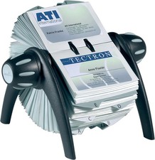 Business Card Holder Rotary Flip 400 Cards 200 Pockets A Z Index Visifix picture