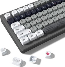 MOA Profile PBT Keycaps,132 Keys Janese Style Gray White Red Keycap Set, Dye-Sub picture