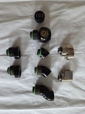 Bitspower Carbon Black G1/4 Set of 9 Misc Adapter Fittings Rotary Offset Angled picture