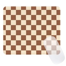 Ksriylm Cute Brown Mouse Pad,Retro Checkered Pattern Mousepad,Square Aestheti picture
