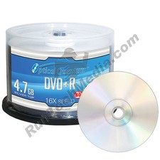 50 Optical Quantum 16x 4.7GB DVD+R Shiny Silver Blank Media Discs OQBQDPR16ST picture