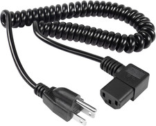 Right Angle 3 Prong Power Coiled Cord,90 Degree 18AWG NEMA 5-15P to IEC 320 C13 picture