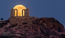 Landscape nature moon moonlight super blood night greece Custom Gaming Mat Desk picture