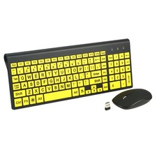 Yellow Large Print Wireless Keyboard and Mouse Set Visually Impaired Kids picture