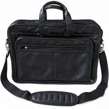 Pelle Studio Wilsons Black Leather Laptop Briefcase Bag w Shoulder Strap picture