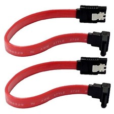 -01 2-Pack Red 90 Degree Right-Angle 6.0 Gbps SATA III Data Cable with Lockin... picture