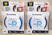 2 NEW FujiFilm 3 inch DVD-R (10 Disc Pack) 1.4 GB 30 Min Video (New Old Stock) picture