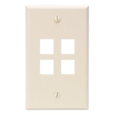 Leviton - CAT 41080-4IP Ivory QuickPort Single Gang 4Port Wallplate - Ships Free picture
