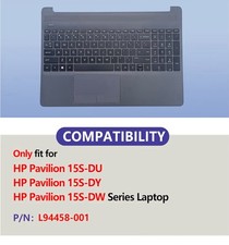 For HP Pavilion 15S-DU DY DW Palmrest Keyboard Touchpad Assembly L94458-001 Gray picture
