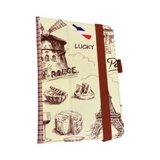 Travel Sketch Tablet Folio Case Paris London Eiffel Tower Big Ben Brown Folio picture