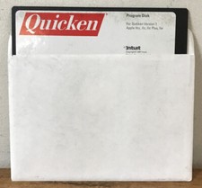 Vintage 1987 Quicken Intuit Program Floppy Disk Apple lle llc llgs plus picture