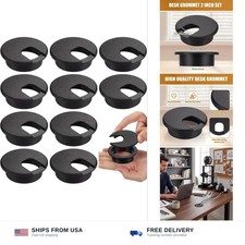 SATINIOR Desk Grommet Cable Hole Cover Plastic 2 Inch Black 10 Pack Wire picture