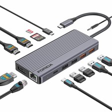 FORIDA 13 in 1 USB C Docking Station Triple Monitors Dual 4K@60HZ HDMI 100W PD picture