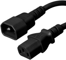 2FT IEC60320 C14 - C13 Black Power Cord 18AWG 10A/1250W 125V 3-Prong 0.6M picture
