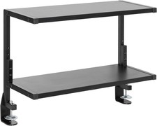 Black Clamp-on 24 inch 2-Tier Desk Shelf STAND-SHELF24C | Above or Below Desk 2 picture