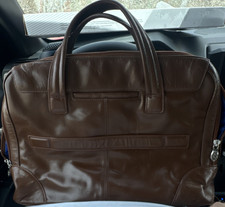 McKlein Brown Leather Laptop Briefcase, Blue Interior, Padded, Partitions picture