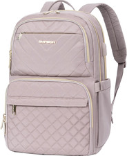 Laptop Backpack Purse with USB Charging Port, 15.6 Inch, Grey Pink picture