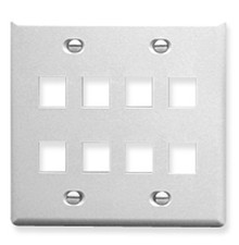 ICC IC107FD8WH Faceplate, Flat, 2-Gang, 8-Port, White picture